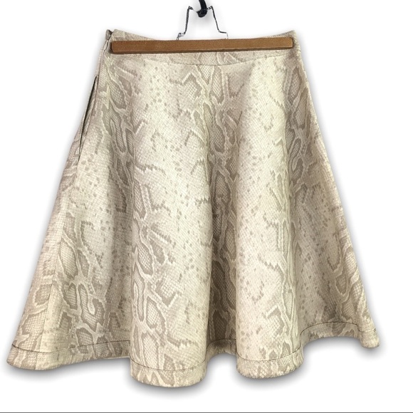 Diane Von Furstenberg - Luanne Snake-Print Leather Skirt, Ivory - 2